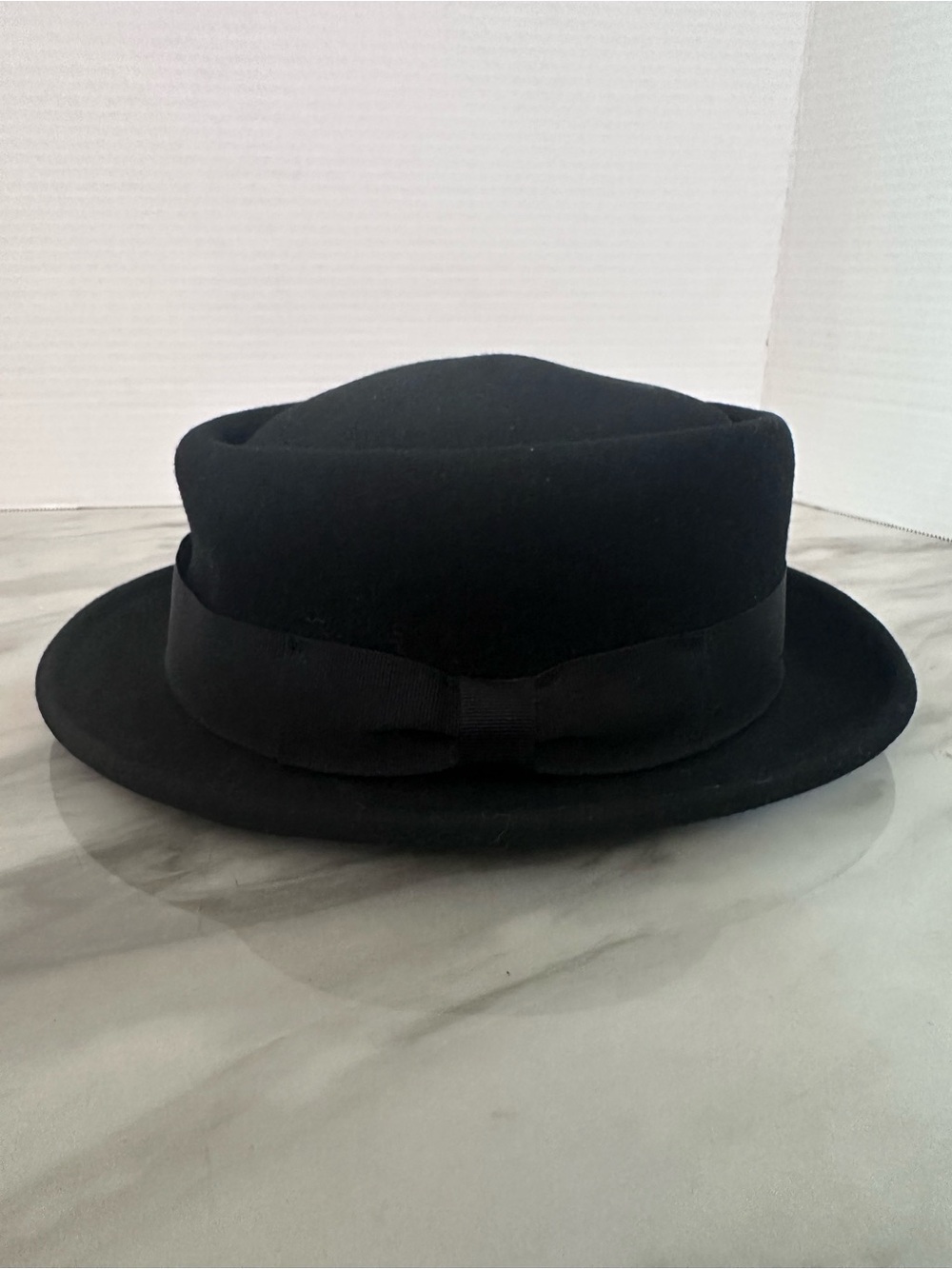 YesStyle Black Men's Wool Felt Pork Pie Hat